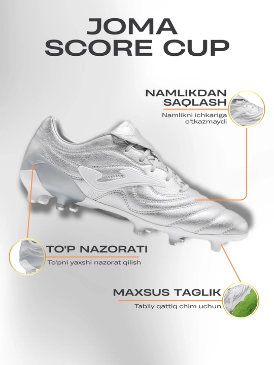 Kumush rangli "Joma Score Cup 26" futbol butsilari