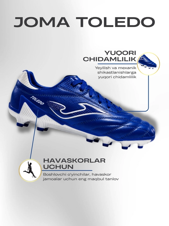 Joma Toledo 26 FG TOLS2603FG futbol butsasi, ko‘k rang