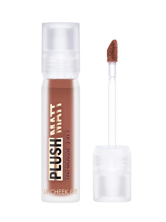 Тинт-мусс для губ, щек и век PLUSH MATT, 3 в 1, LUXVISAGE