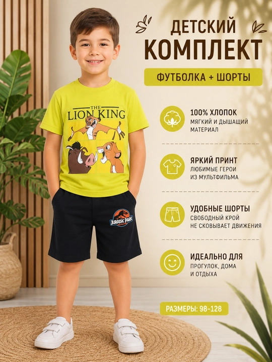 Ikki qismli bolalar kostyumi, paxta matosidan, o'g'il bolalar uchun bolalar to'plami