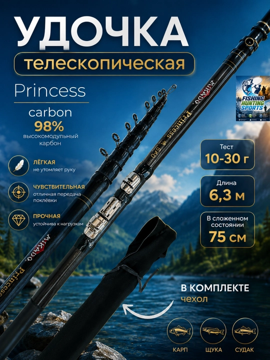 Удочка для рыбалки, телескопическая