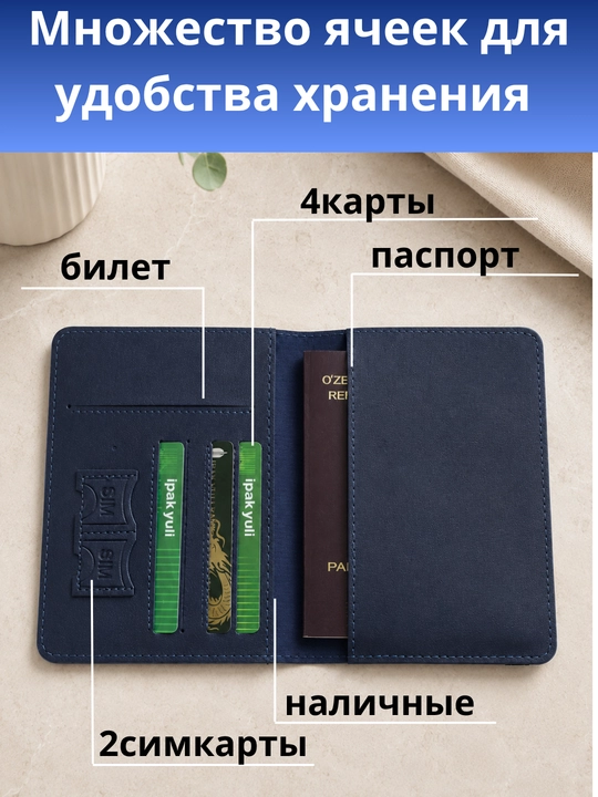 Обложка для загранпаспорта, чехол-органайзер для паспорта и карт, удобный и прочный