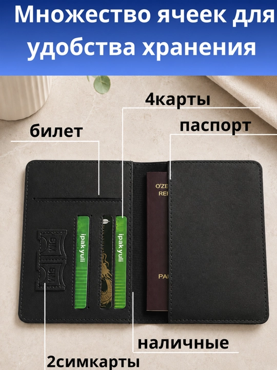 Обложка для загранпаспорта, чехол-органайзер для паспорта и карт, удобный и прочный