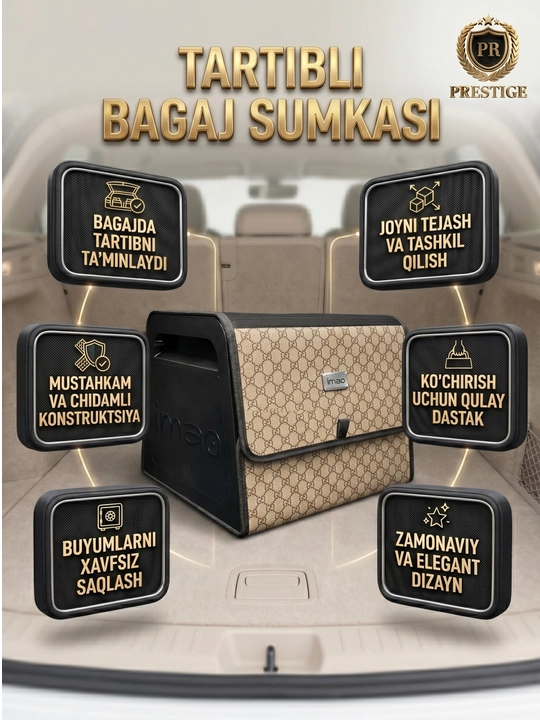 Avtomobil yukxonasiga organayzer, asboblar uchun sumka, avtomobil uchun kofr, universal