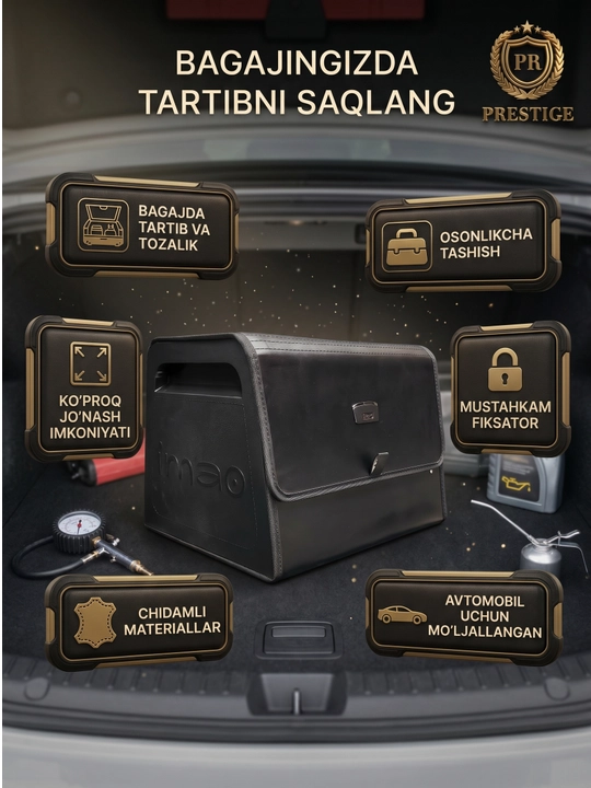 Avtomobil yukxonasiga organayzer, asboblar uchun sumka, avtomobil uchun kofr, universal