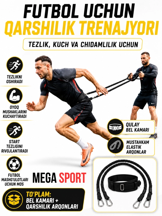 Qarshilik rezinali yugurish trenajyori, futbol uchun tezlik kamari