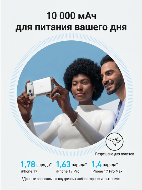 Anker MagGo 10K Slim A1664 tashqi batareyasi, Magsafe simsiz quvvatlash tizimi