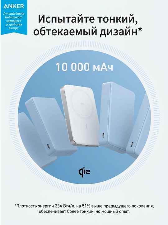 Anker MagGo 10K Slim A1664 tashqi batareyasi, Magsafe simsiz quvvatlash tizimi