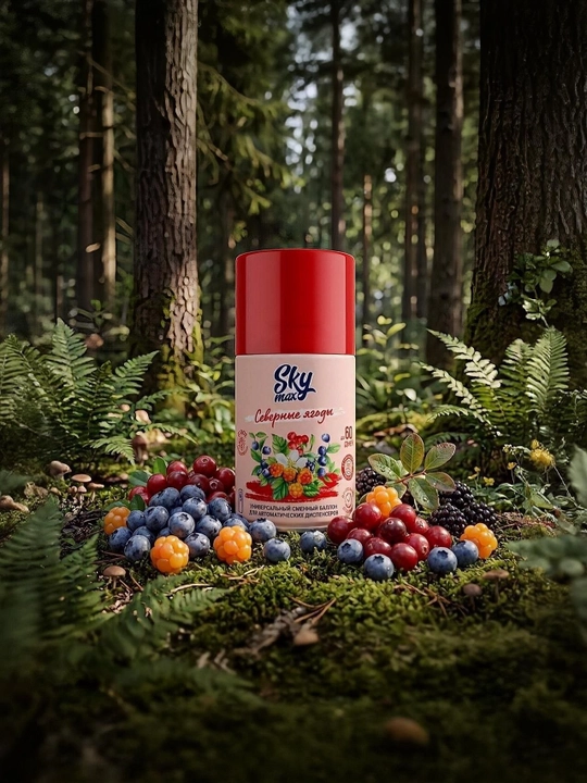 Havo spreyi almashtirish silindrli SKYMAX Shimoliy rezavorlar 250 ml, Rossiya