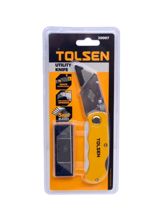 Trapetsiya shaklidagi pichoqli TOLSEN metall bo'yash pichog'i, 61x19 mm + 5 pichoq 30007