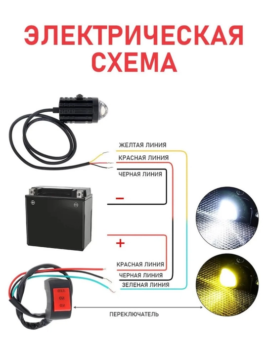 Дополнительная LED фара для мотоцикла, яркий свет, универсальное крепление