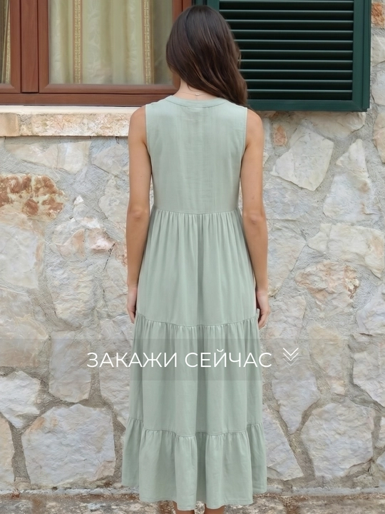 Платье женское, летнее, в стиле сафари, приталенное, хлопок  — EllyFashion