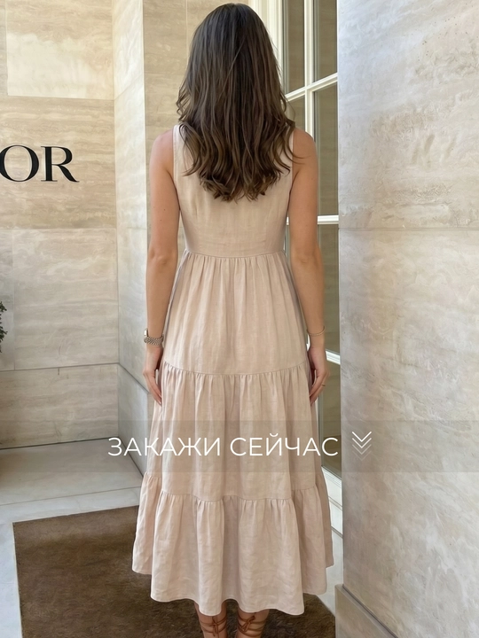 Платье женское, летнее, в стиле сафари, приталенное, хлопок  — EllyFashion