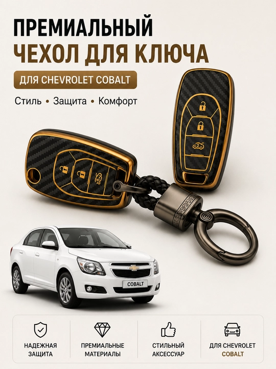 Чехол для ключа Chevrolet Cobalt – силиконовый защитный аксессуар для авто - 
