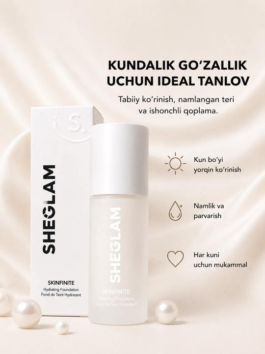База под макияж Sheglam, Увлажняющий тональный крем SKINFINITE для лица 40 мл