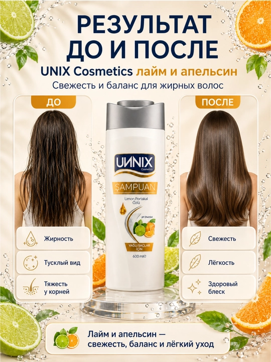 Шампунь-Cosmeyics,  для сухих, поврежденных, окрашенных, для роста, 600 мл, UИNIX