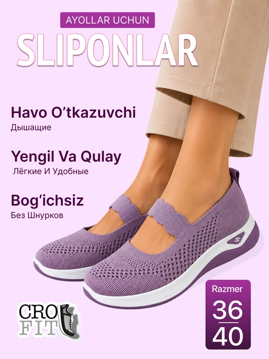 Sliponlar ayollar uchun yozgi, ayollar oyoq kiyimi, o'lcham 36-40 - 