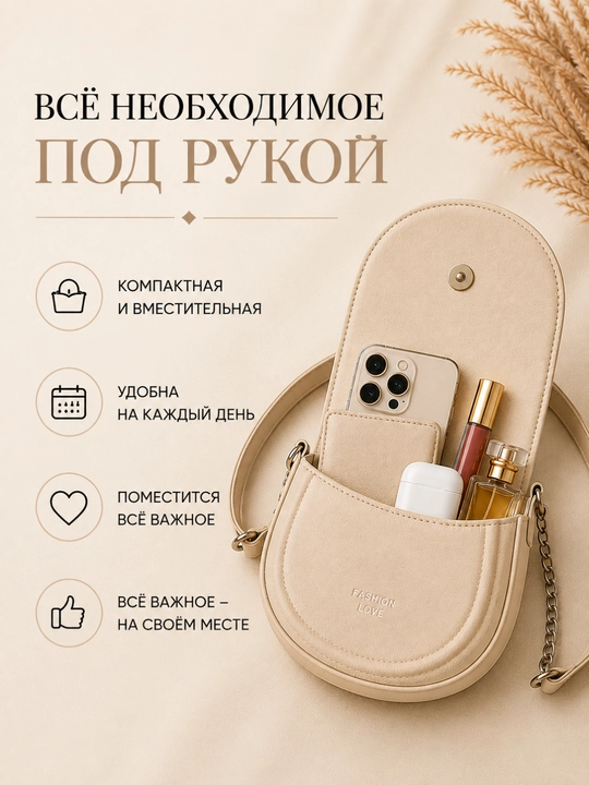 Сумка женская кросс-боди с 2 ремешками, эко кожа, стильная, компактная, повседневная