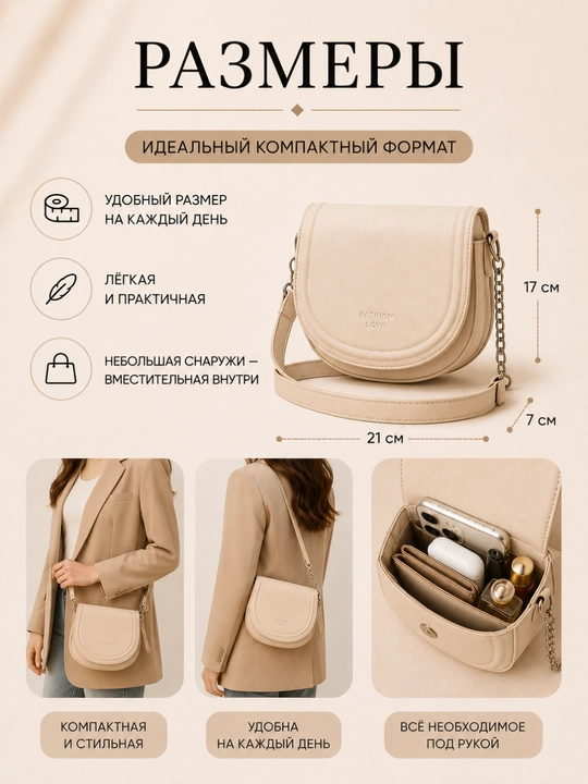 Сумка женская кросс-боди с 2 ремешками, эко кожа, стильная, компактная, повседневная