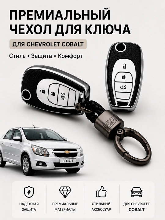 Чехол для ключа Chevrolet Cobalt – силиконовый защитный аксессуар для авто - 