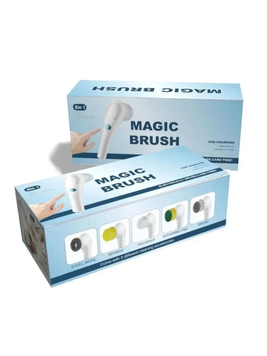 Электрическая щётка для уборки 5в1 USB зарядка IPX7 Magic Brush ванная кухня плитка - 