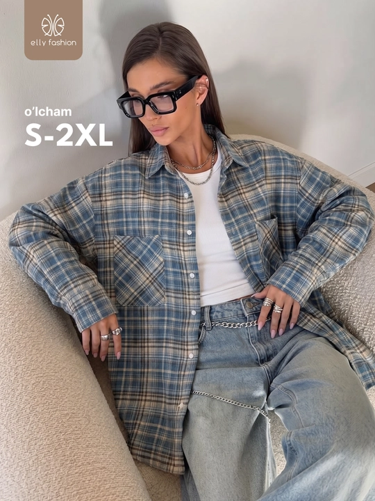 Rubashka oversize, Katakli ayollar ko‘ylagi - EllyFashion - 
