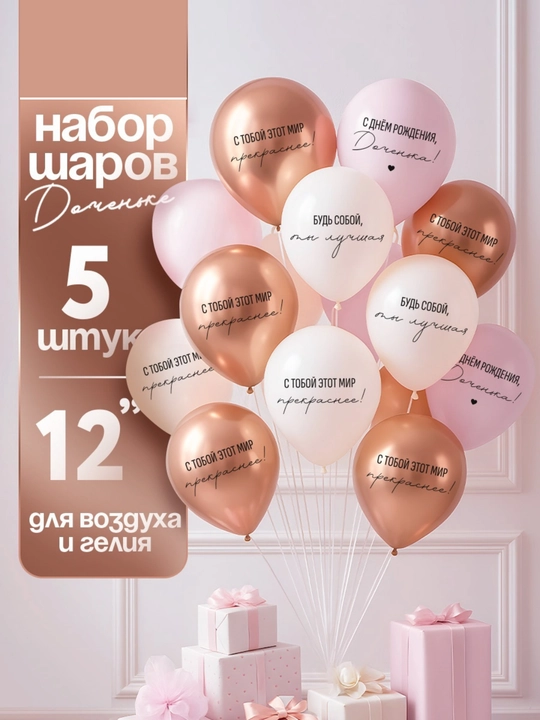 Воздушные шары Сыну, Дочери, Маме, Бабушке набор 5 шт латексные - 