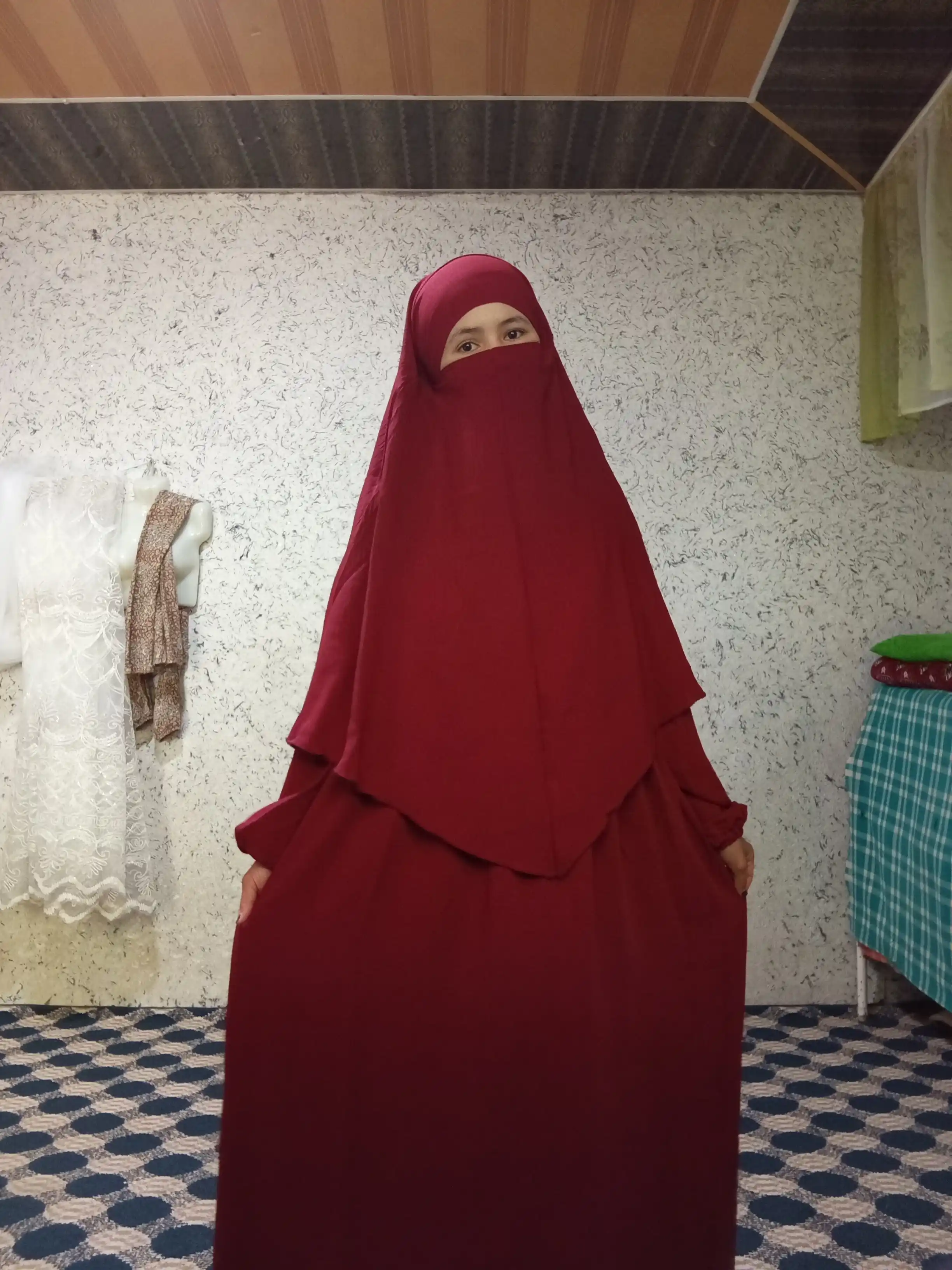 Abaya, ximar, hijobli ko'ylak + himar, umra ziyorati uchun, o'lcham oversayz 42-52