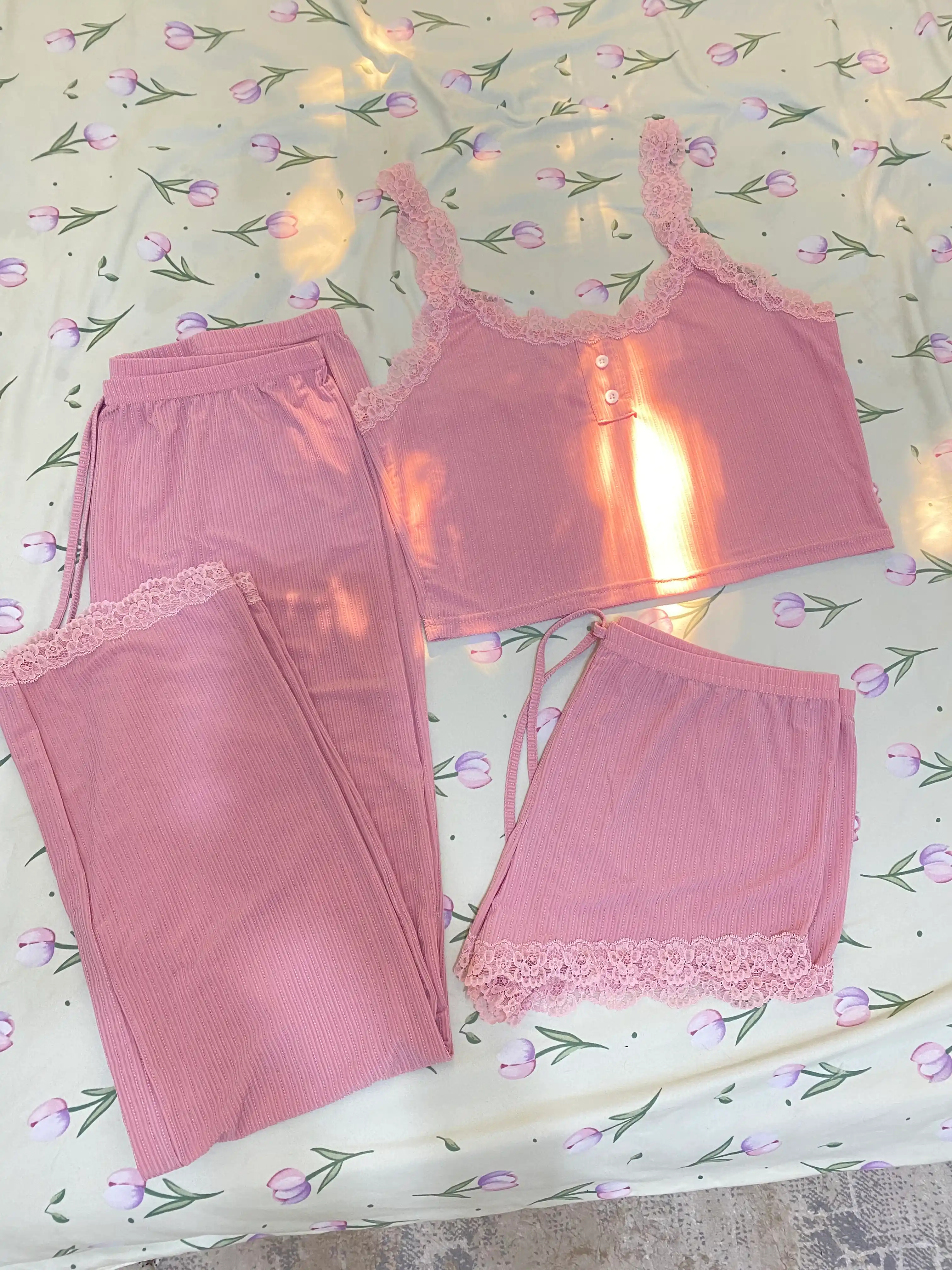 Ayollar pijamalari, 3x1, tungi pijama, uy kiyimi, 3 qismli