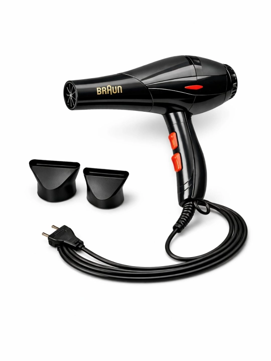 Фен Braun BR-6012, 4000 Вт, 2 насадки, профессиональный фен, в подарок