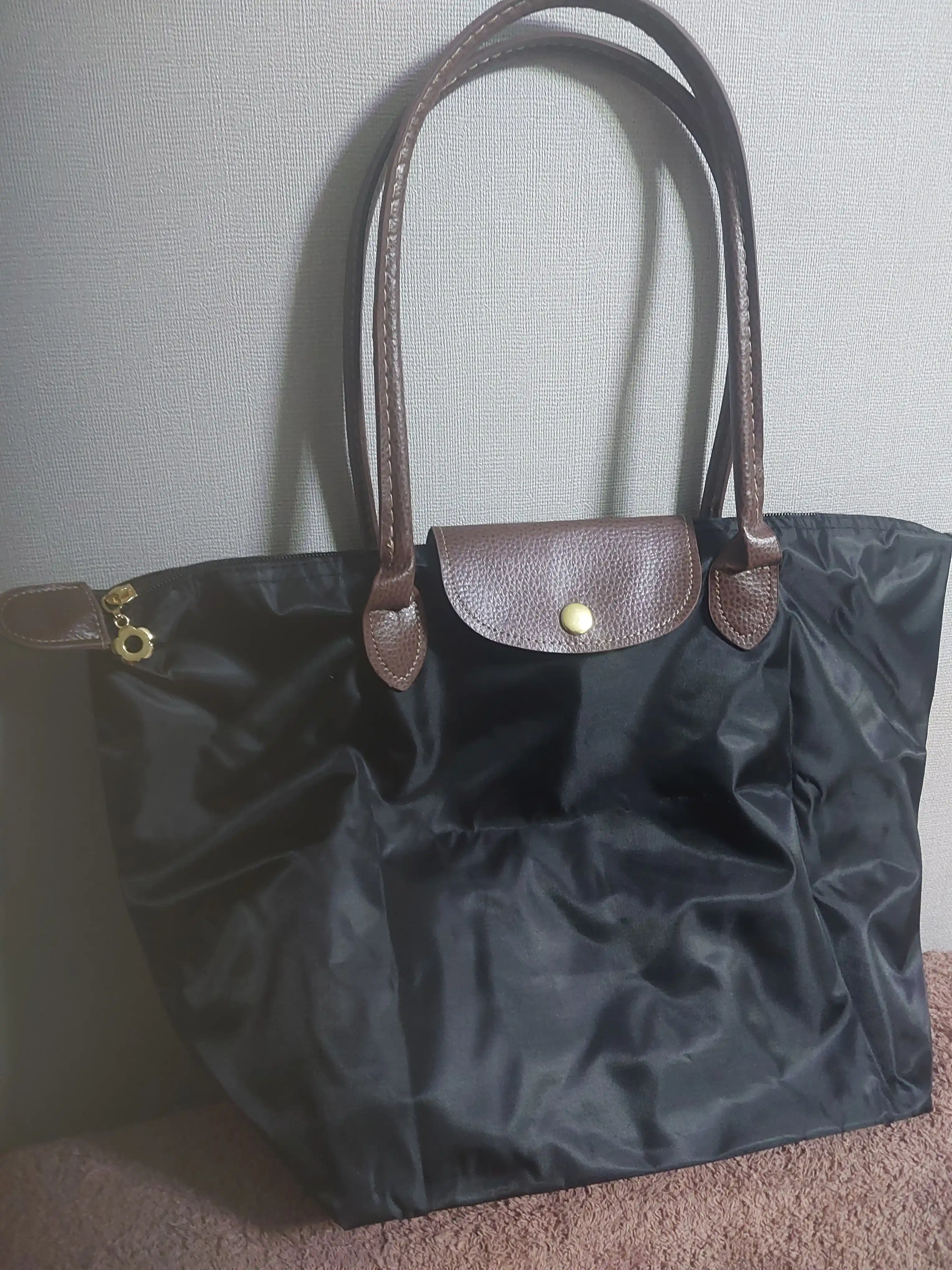 Maktab sumkasi, katta, ayollar uchun, Longchamp uslubida, o‘lchami M, tovut, shopper, A4 formatda