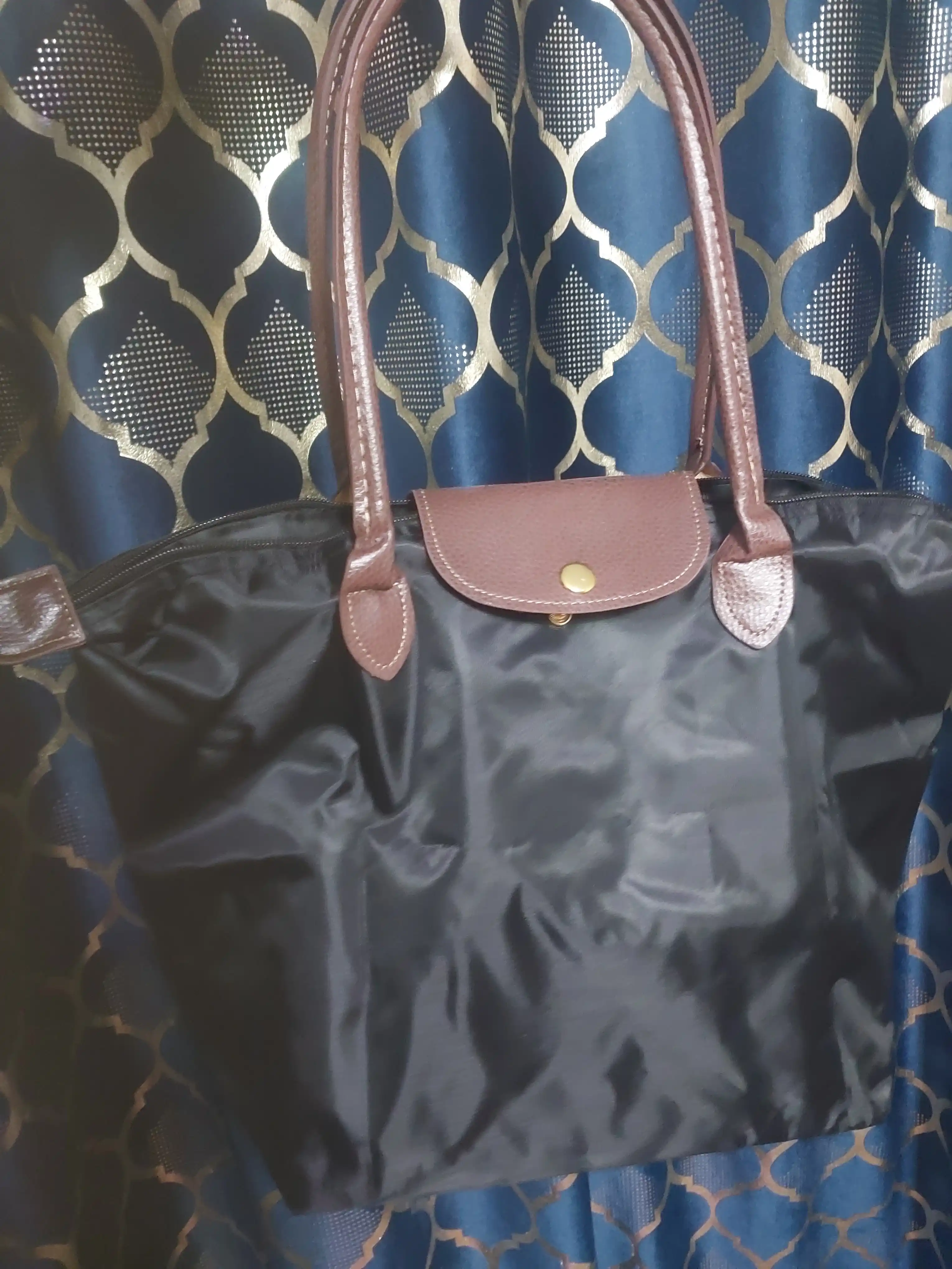 Maktab sumkasi, katta, ayollar uchun, Longchamp uslubida, o‘lchami M, tovut, shopper, A4 formatda