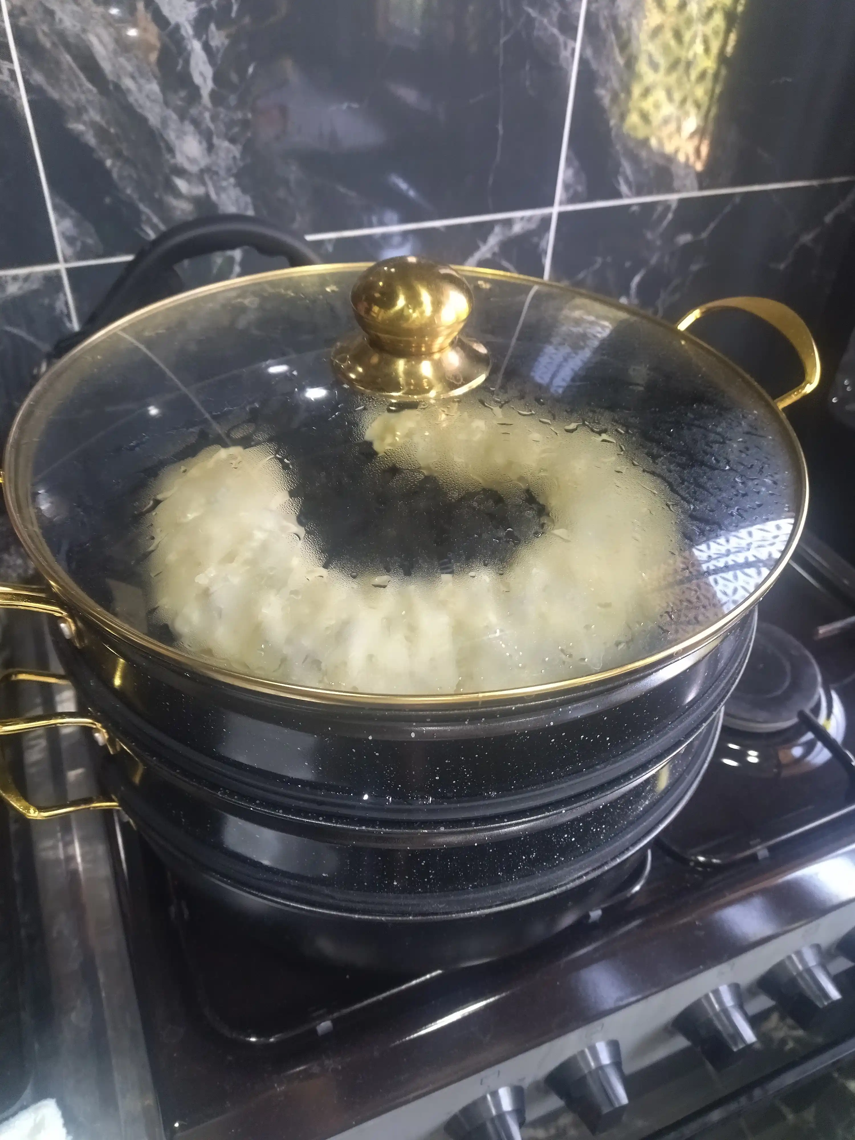 GOLD Bohemia manti qasqon, 4 qavat, granit,\ montiqozon