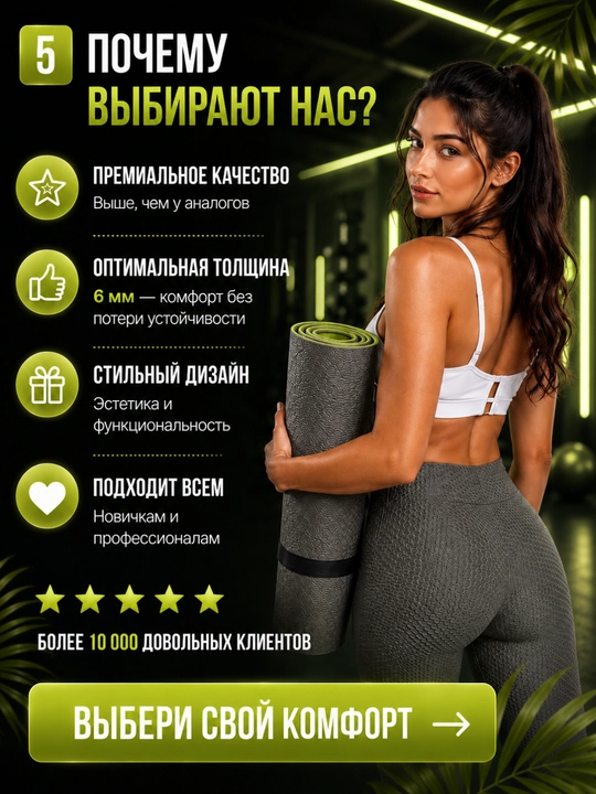 Коврик для йоги, коврик для фитнеса, спортивный коврик, коврик для тренировок