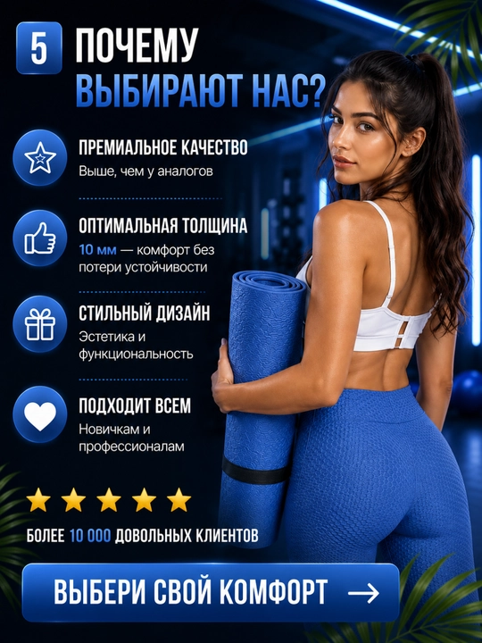 Коврик для йоги, коврик для фитнеса, спортивный коврик, коврик для тренировок