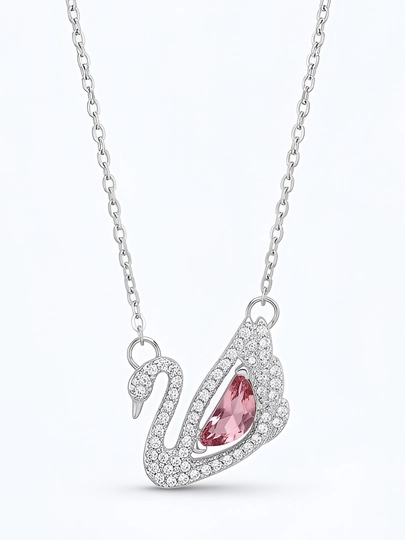 Женская цепочка – кулон в форме лебедя с кристаллами SWAROVSKI — MZNJWL-ZANJIR1-БЕЖЕВ