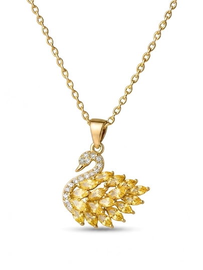 Женская цепочка – кулон в форме лебедя с кристаллами SWAROVSKI — MZNJWL-ZANJIR1-ЗОЛОТ