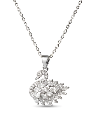 Женская цепочка – кулон в форме лебедя с кристаллами SWAROVSKI — MZNJWL-ZANJIR1-БЕЛЫЙ