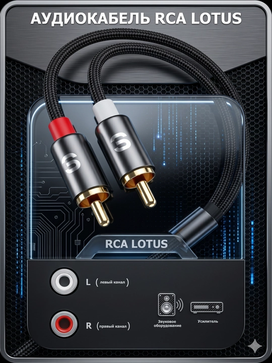 Кабель RCA - Jack 3.5, аудиокабель mini Jack 3.5 - 2 RCA, AUX - RCA
