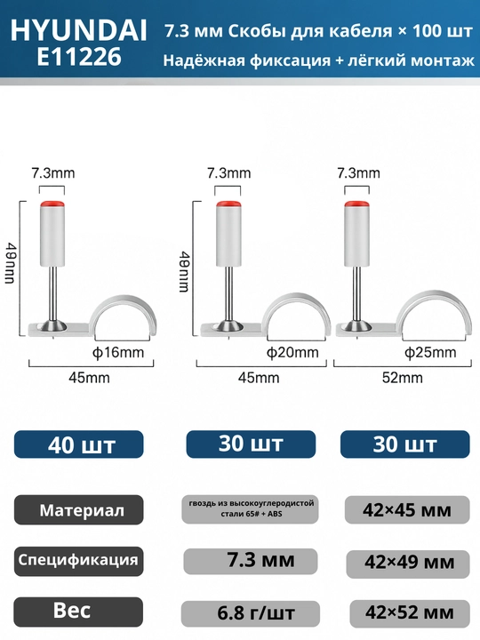 Монтажный пистолет с комплектом гвоздей HYUNDAI - 