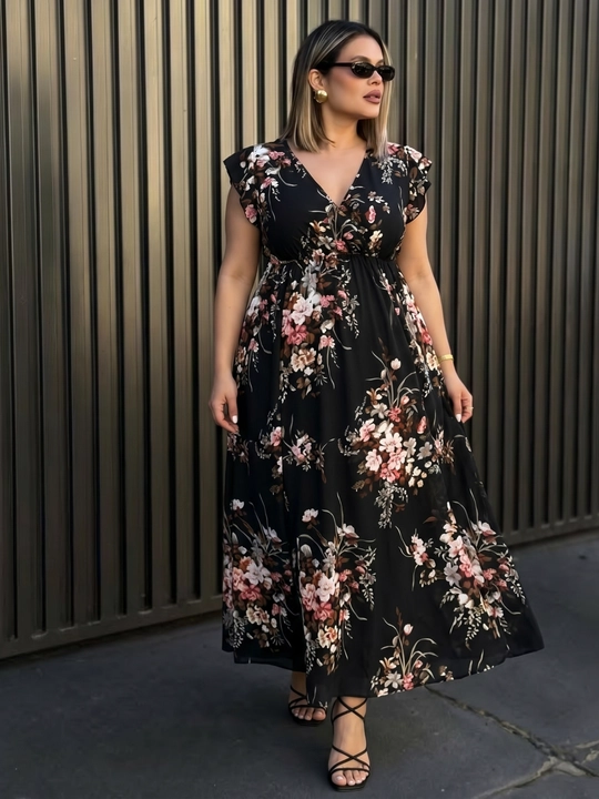 Платье женское, летнее, длинное, EllyFashion, 50-60 размер