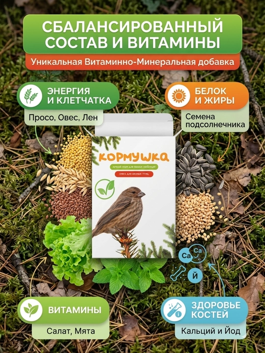 Витаминно-минеральная добавка для лесных птиц Кормушка