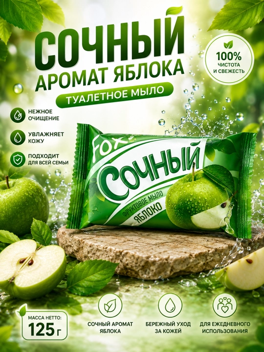 “Sochniy” atir sovuni 125 gr — xushbo‘y va namlantiruvchi sovun - 