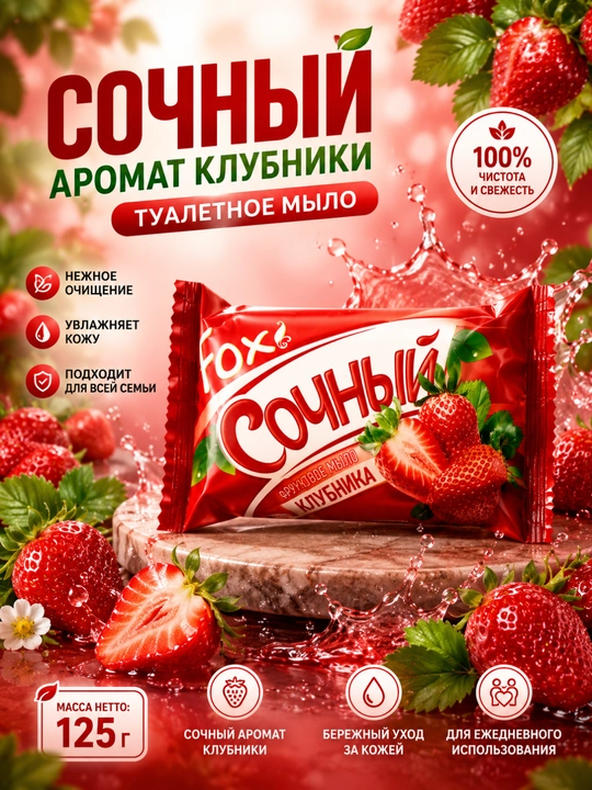 “Sochniy” atir sovuni 125 gr — xushbo‘y va namlantiruvchi sovun - 