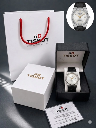 Мужские наручные часы TISSOT в классическом стиле, кварцевый механизм, коробка и документы — WATCH11-85W0228-ПРОЗР-ODDIY