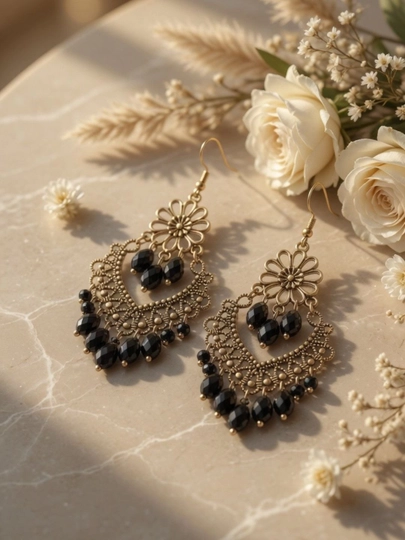 Национальные серьги женские, Handmade, элегантная модель — HANDSY-ZIRAK-БЕЖЕВ