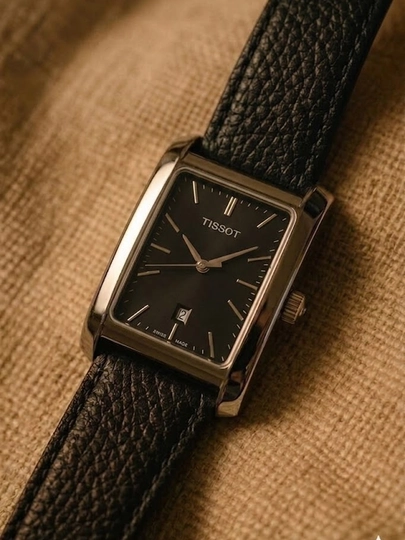 Мужские наручные часы TISSOT в классическом стиле, кварцевый механизм, коробка и документы — WATCH11-85W0228-УГОЛЬН-ODDIY