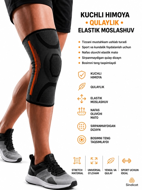 Tasmali sport tizza bandaji, tizza uchun elastik bandaj, ortopedik, bo‘g‘imlar uchun