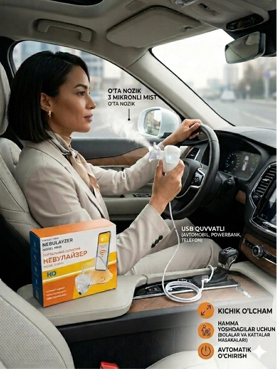 HED Portativ To'rli (Mesh) Nebulayzer ingalyator kattalar va bolalar ingalyatsasi uchun