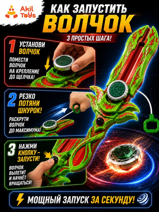 Battle Spin bo‘ri qilichi - Bo‘ri jangi paketi, Akil Toys